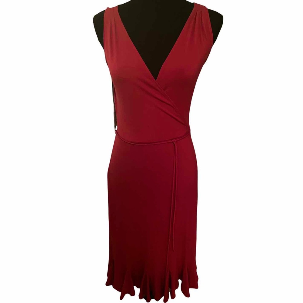 Fuschia midi dress with belt